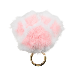 Brelok breloki breloczek KOCIA ŁAPKA KOTEK puszysty biały różowy