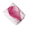 Kosmetyczka PINK pikowana MIDI 16x10cm KOKARDKI KRATKA COQUETTE