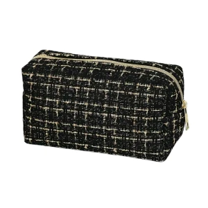 KOS8 Kosmetyczka midi COCO black 18x10cm BOUCLE kratka COQUETTE