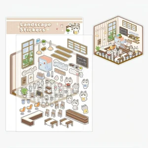 S3D29 Naklejki 3D DIY ANTYSTRESOWE Relaks KOTKI cat cafe kawiarnia kocia