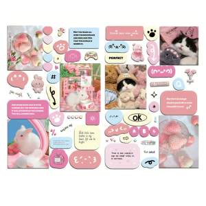 W155 Naklejki STICKER WLEPY PRZEZROCZYSTE KAWAII SWEET KRÓLICZEK TRUSKAWKI 2ark