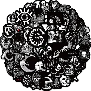 NWL34 Naklejki STICKER BOMB WLEPY wlepki SZKIELETY HORROR CZARNE 50szt