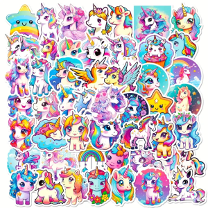 NWL18 Naklejki STICKER BOMB WLEPY wlepki UNICORN JEDNOROŻEC RAINBOW  50szt