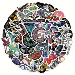 NWL04 Naklejki STICKER BOMB WLEPY wlepki ĆMA MOTYL MAGIA CZASZKA 50szt