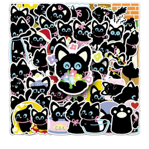 NWL23 Naklejki STICKER BOMB WLEPY wlepki KOT KOTEK CZARNY 50szt