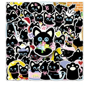 NWL23 Naklejki STICKER BOMB WLEPY wlepki KOT KOTEK CZARNY 50szt