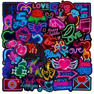NWL10 Naklejki STICKER BOMB WLEPY wlepki NEON LOVE MIŁOŚĆ 50szt
