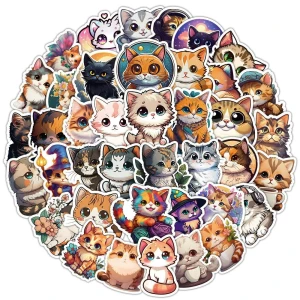 NWL03 Naklejki STICKER BOMB WLEPY wlepki KOT KOTEK TĘCZOWE kolorowe 53szt