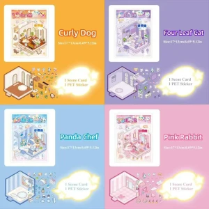 S3D41 Naklejki 3D z Tiktok DIY Landscape stickers stereo zestaw KAWAII 4szt