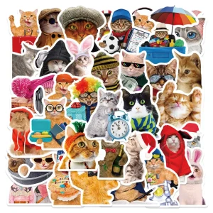 W158 Naklejki STICKER BOMB WLEPY wlepki MINI ZABAWNE KOTY KOTEK ŚMIESZNE 50szt