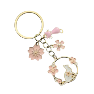 Brelok breloczek KOTEK PINK COQUETTE kwiaty sakura kawaii 