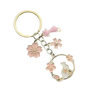 Brelok breloczek KOTEK PINK COQUETTE kwiaty sakura kawaii 