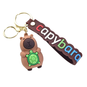 Brelok do kluczy duży KAPIBARA i żółw karabinek kółko pasek