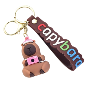 Brelok do kluczy duży KAPIBARA i aparat foto karabinek kółko pasek