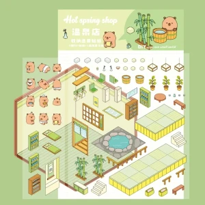 S3D43 Naklejki 3D DIY z Tiktoka Landscape KAPIBARY KAPIBARA hot spring shop