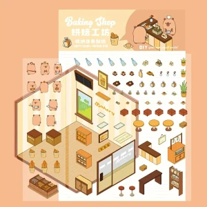 S3D44 Naklejki 3D DIY z Tiktoka Landscape KAPIBARY KAPIBARA baking shop