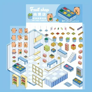 S3D45 Naklejki 3D DIY z Tiktoka Landscape KAPIBARY KAPIBARA fruit shop