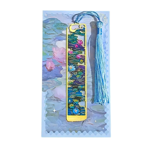 ZAK3 Zakładka do książki metalowa frędzel Claude Monet LILIE WODNE