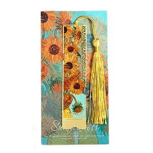 ZAK4 Zakładka do książki metalowa frędzel Van Gogh SŁONECZNIKI