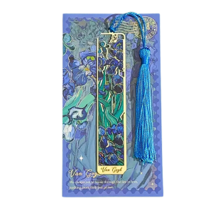 ZAK6 Zakładka do książki metalowa frędzel Van Gogh NIEBIESKIE IRYSY