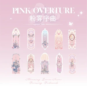 ZAK8 Zakładki do książki zestaw 10 sztuk hologramowe mieniące się PINK COQUETTE
