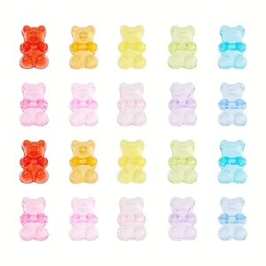 KAM1 Koraliki akrylowe MIŚ MISIE MIŚKI 12mm MIX kolorowe przezroczyste 20szt