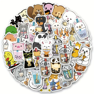 W162 Naklejki STICKER BOMB WLEPY wlepki DRINK KRESKÓWKA ZWIERZAKI  BIDON 50szt