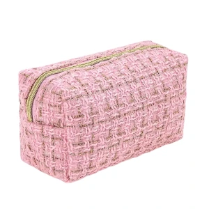 KOS14 Kosmetyczka midi COCO PINK 18x10cm BOUCLE kratka COQUETTE