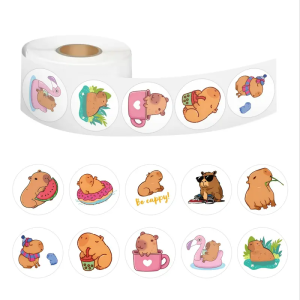 ROL11 Naklejki STICKER rolka KAPIBARA KABIBARY KRESKÓWKA 500szt