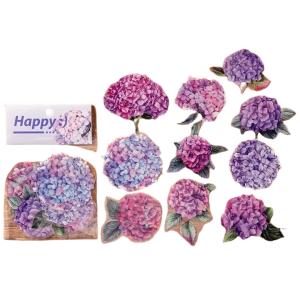 W166 Naklejki STICKER WLEPY PRZEZROCZYSTE HORTENSJA KWIATKI żywica żywicy 20szt
