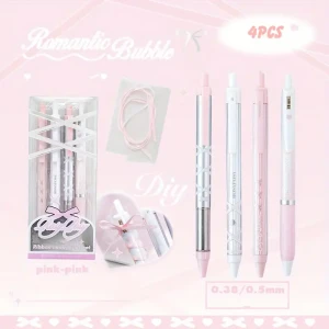 Zestaw 4 długopisy ROSY POSY Balet Coquette kokardki baletowe PINK RIBBON 