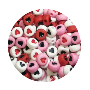 KL7 Koraliki literki monetki 7mm SERDUSZKA SERCA Walentynki miks 20szt. 