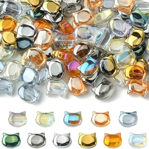 KSZ4 Piękne koraliki szklane KOTEK KOT kotki 10szt miks kolorów 