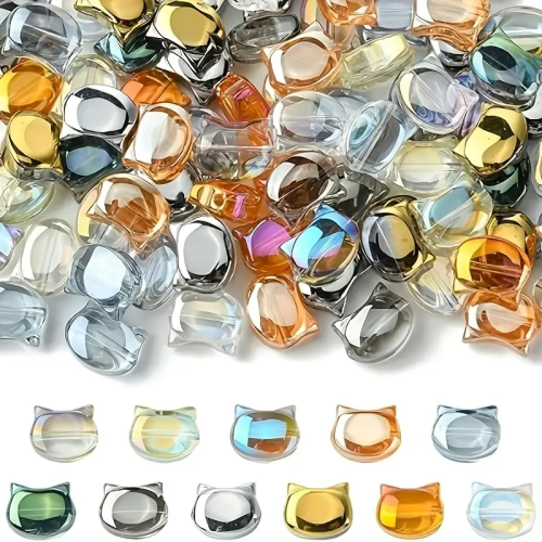 Piękne koraliki szklane KOTEK KOT kotki 10szt miks kolorów