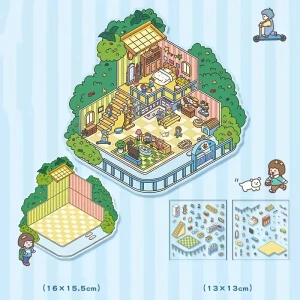 S3D47 Naklejki 3D DIY z Tiktoka Landscape FRIENDS gathering HOUSE & GARDEN 