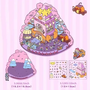 S3D48 Naklejki 3D DIY z Tiktoka Landscape PUMPKIN HOUSE Domek Dynii