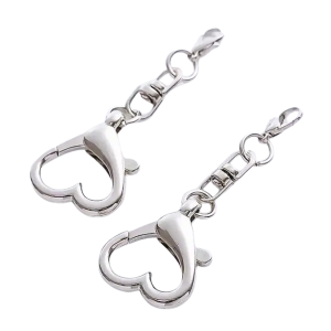 KAR1 Karabinek karabińczyk brelok z łańcuszkiem SERCE 2szt kolor srebrny