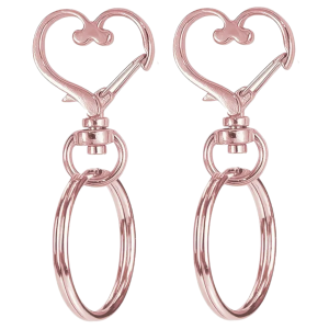 KAR2 Karabinek karabińczyk brelok breloczek z kółkiem SERCE 2szt kolor rose gold