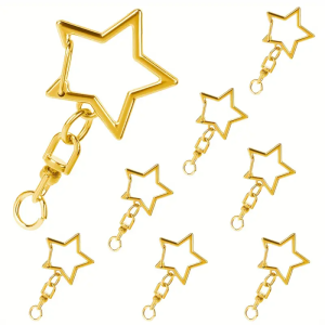 KAR6 Karabinek karabińczyk brelok przedłużka obrotowa GWIAZDA 2szt kolor złoty