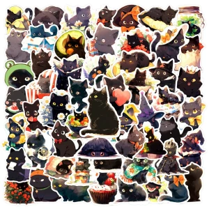 NWL16 Naklejki STICKER BOMB WLEPY wlepki LAMINOWANE zabawne kot kotek czarny 50szt