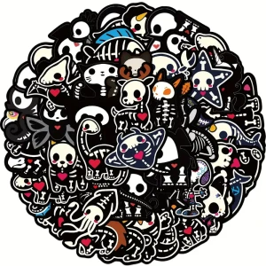 NWL31 Naklejki STICKER BOMB WLEPY wlepki szkielet szkielety zwierzaki horror 50szt