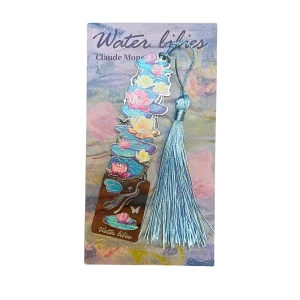 ZAK13 Zakładka do książki metalowa frędzel Claude Monet WATER LILIES lilie 