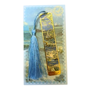 ZAK14 Zakładka do książki metalowa frędzel Van Gogh WATER BOAT Łódka