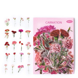 W183 Naklejki STICKER WLEPY PRZEZROCZYSTE Goździk KWIATY rośliny żywicy 40szt