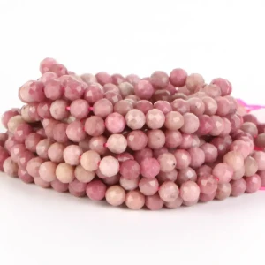 KN53 Kamień RODONIT RÓŻOWY rhodonite koraliki kula fasetowane 4mm 10szt naturalny
