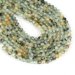 KN57 Kamień PREHNIT PREHNITE zielony koraliki kula fasetowane 4mm 10szt naturalny