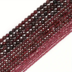 KN62 Kamień GRANAT bordowy koraliki kula fasetowane 3mm 10szt naturalny