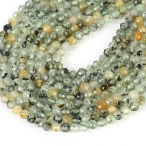 KN58 Kamień PREHNIT PREHNITE zielony koraliki kula fasetowane 3mm 10szt naturalny
