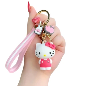BM4 Brelok do kluczy duży HELLO KITTY karabinek kółko pasek PINK