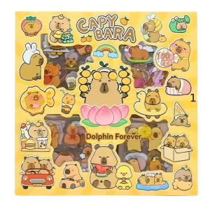 Duży zestaw naklejek KAPIBARA duży box arkusze z naklejkami 100 ark.